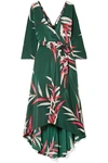 Diane Von Furstenberg Eloise Wrap-effect Printed Silk Crepe De Chine Midi Dress In Dark Green