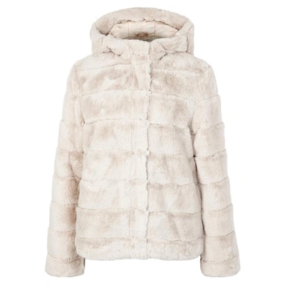 Samsoe & Samsoe Saba Stone Quilted Faux Fur Coat In Beige