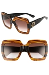 Gucci Oversized Square Web Gg Sunglasses In Brown Pattern