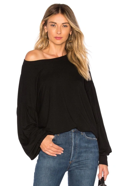 Bobi Exaggerated Sleeve Top In Black.