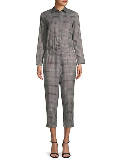 Lucca Couture Dylan Cropped Plaid Jumpsuit In Peppered