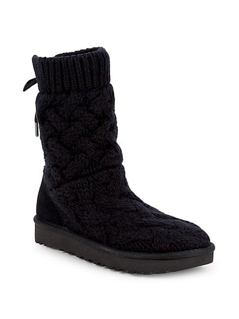 Ugg Isla Knit Sweater Boots In Black 