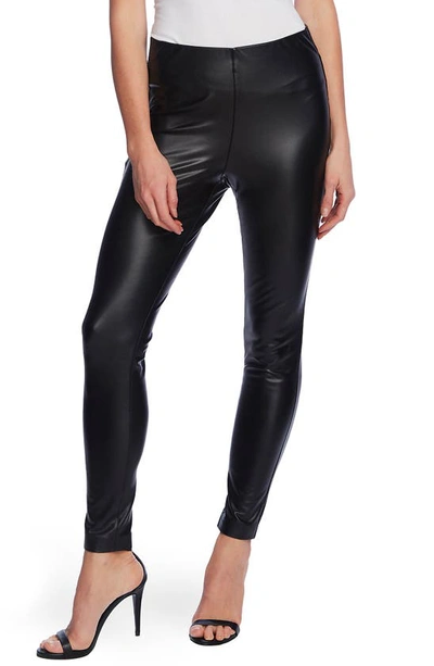 Vince Camuto Faux-leather Snake-pattern Pull-on Pants In Black