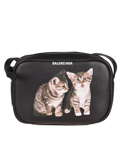Balenciaga Kitten Everyday Camera Shoulder Bag In Noir/blanc | ModeSens