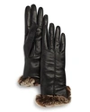 Bloomingdale's Rex Rabbit Fur-trim Leather Gloves - 100% Exclusive In Black