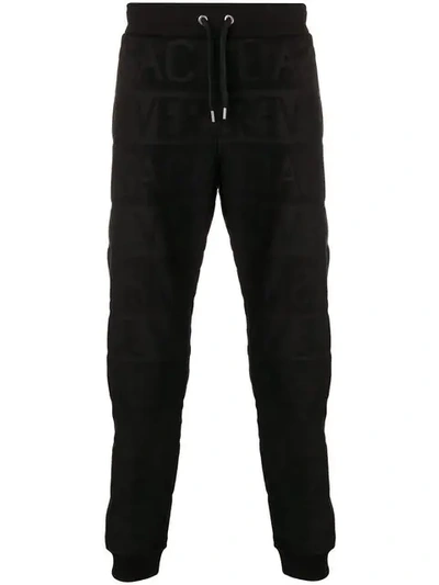 Versace Textural Logo Track Pants In Black