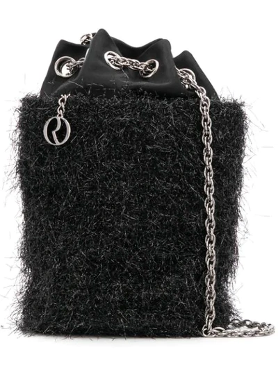Rodo Satin Tinsel Bucket Bag In Black