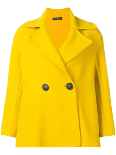 Antonelli Double Breasted Short Coat - Yellow