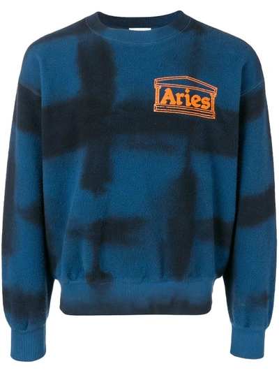 Aries Logo Print Sweatshirt In Blue