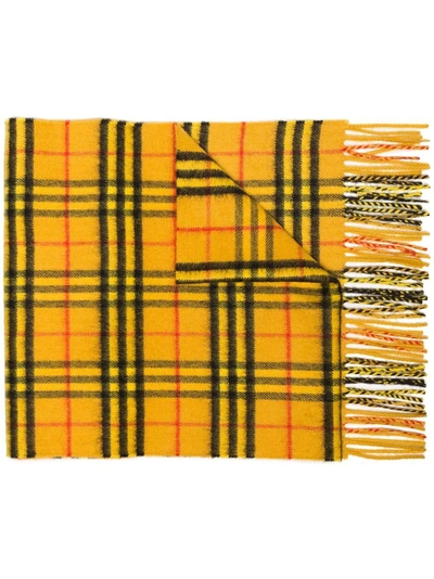 Burberry Check Print Scarf - Yellow & Orange