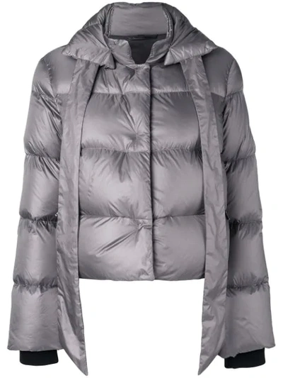 Fay Bow Tie Puffer Jacket In Grey