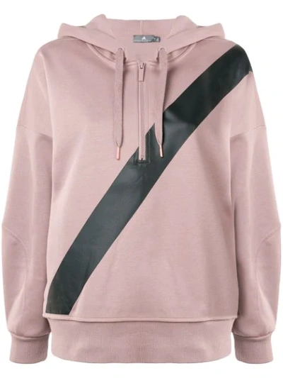 Adidas By Stella Mccartney Diagonal Stripe Hoodie In Pink