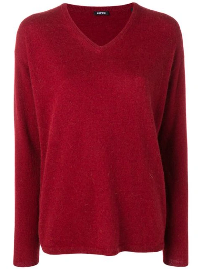 Aspesi V Neck Jumper In Red