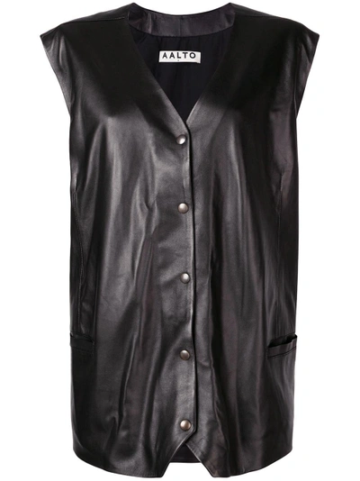 Aalto Sleeveless Leather Jacket In Black