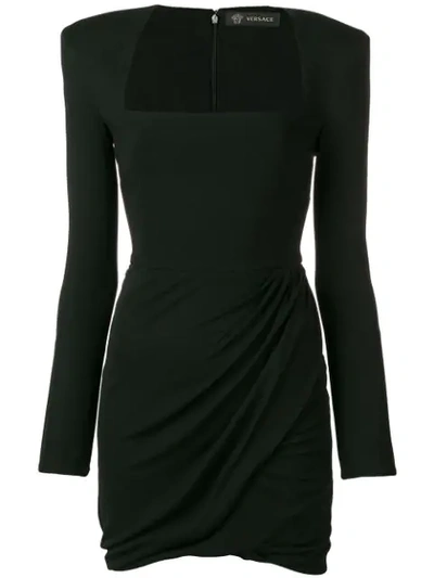 Versace Shoulder Pad Mini Dress - Black