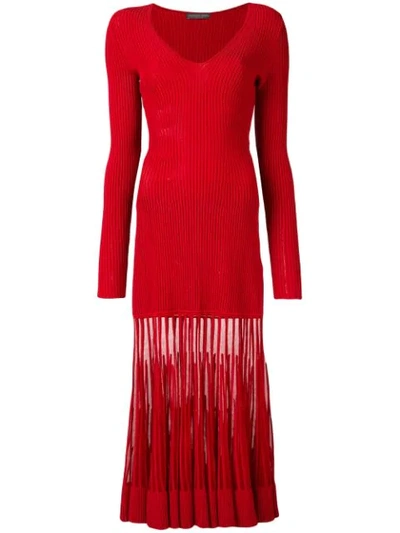 Alexander Mcqueen Ribbed Dress - Red