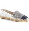 Tory Burch Colorblock Espadrille Flat In Silver/ Tory Navy