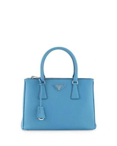 Prada Saffiano Lux Small Double-zip Tote Bag, Light Blue (mare)