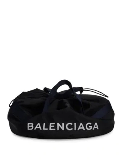 Balenciaga Small Wheel Logo Weekender Bag In Noir Navy