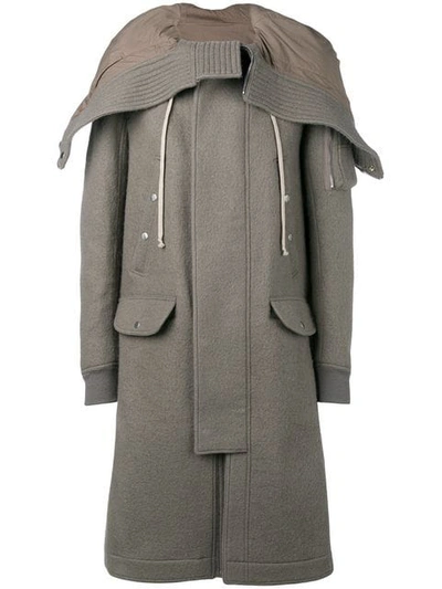 Rick Owens Zipped Hood Coat In Grey