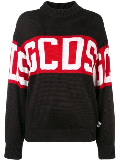 Gcds Logo Instarsia Sweater - Black
