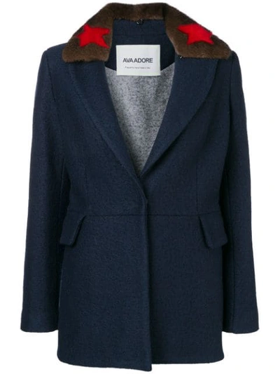 Ava Adore Fur Collar Coat - Blue