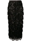 Alessandra Rich Sequin Embroidered Skirt - Black