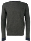 Sun 68 Contrast Hem Fitted Sweater - Grey