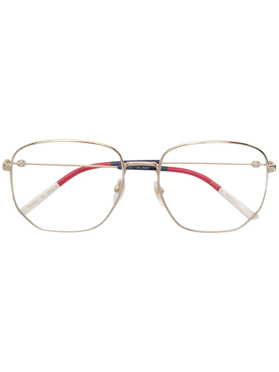 Gucci Eyewear 六角形框眼镜 - 金属色 In Metallic