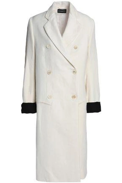 Ann Demeulemeester Woman Two-tone Linen And Cotton-blend Coat Ivory