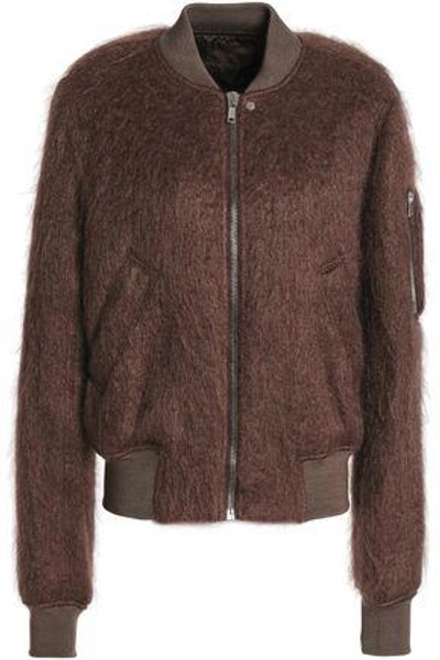 Rick Owens Woman Mohair-blend Bomber Jacket Chocolate