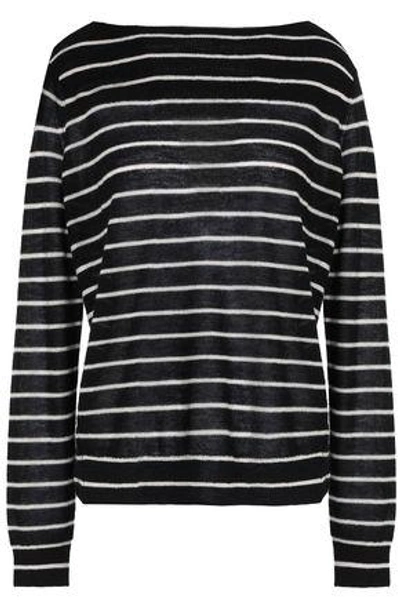 Vince Woman Striped Cashmere Sweater Black