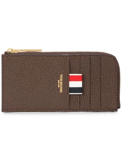 Thom Browne Half Zip Around Wallet In Brown