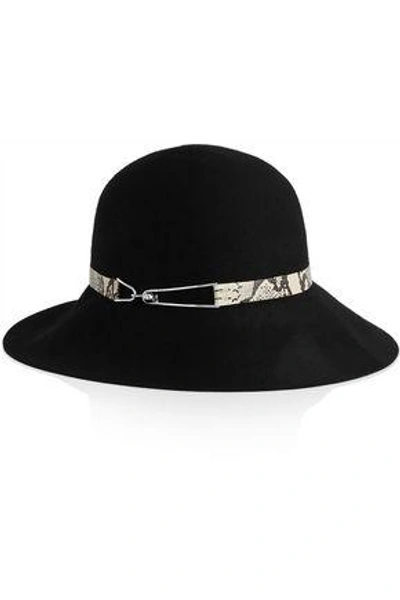 Eugenia Kim Blake Leather-trimmed Wool-felt Fedora In Black