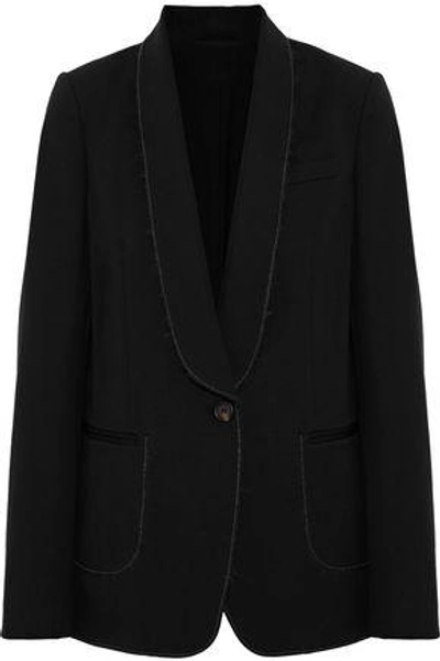 Brunello Cucinelli Woman Frayed Bead-embellished Mohair-blend Blazer Black