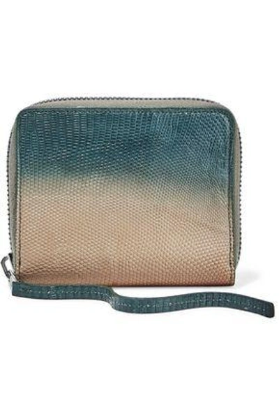 Rick Owens Woman Dégradé Lizard-effect Leather Wallet Green