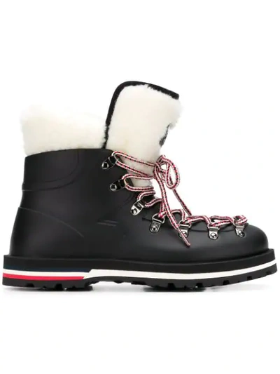 Moncler Shearling Cuffs Lace-up Boots - Black