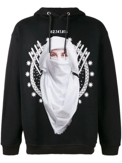 Icosae Front Print Hoodie In Black