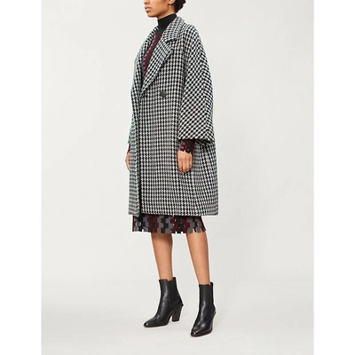 Maje Garlone Houndstooth Wool-blend Coat In Jacquard