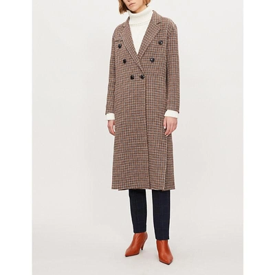 Maje Guindy Double-breasted Checked Wool Coat In Carreaux