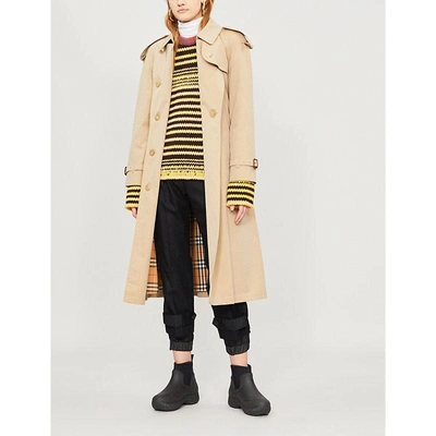 Burberry The Westminster Heritage Long Cotton Trench Coat In Honey