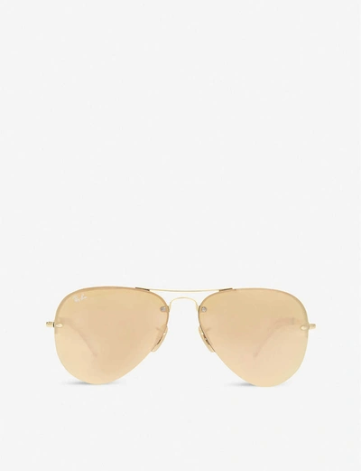 Ray Ban Ray-ban Mens Gold Rb3449 Gold-toned Aviator Sunglasses