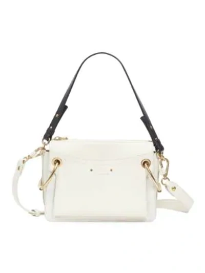 Chloé Small Roy Gusset Grained Leather Bag In White