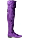 Alberta Ferretti Velvet Over-the-knee Boots In Purple