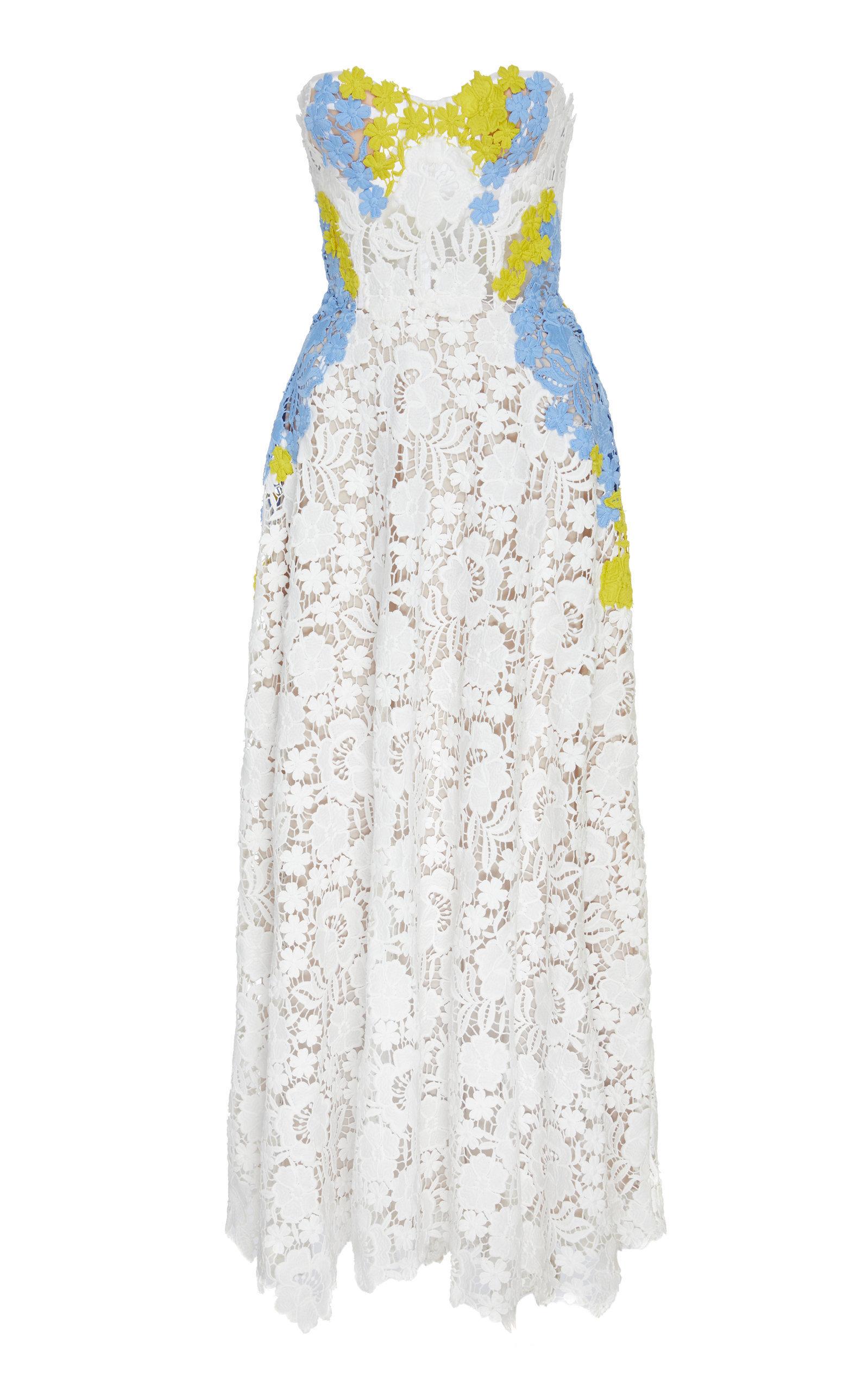 strapless lace maxi dress
