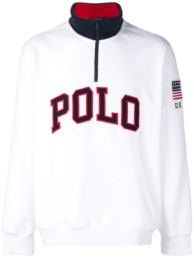 Polo Ralph Lauren Logo Embroidered Sweater In White