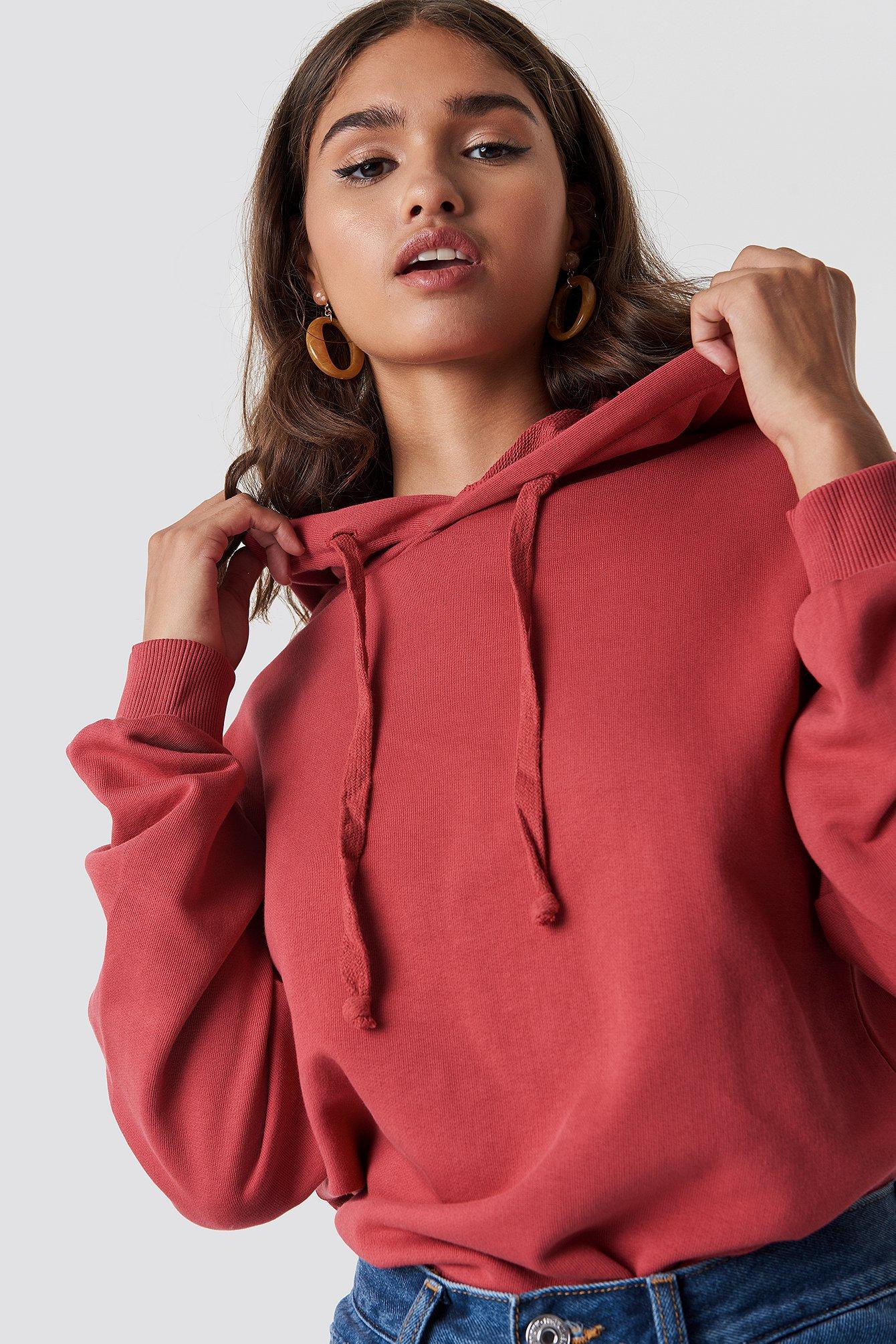washed red hoodie