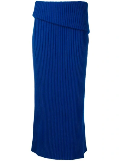Jacquemus Folded Knitted Skirt In Blu