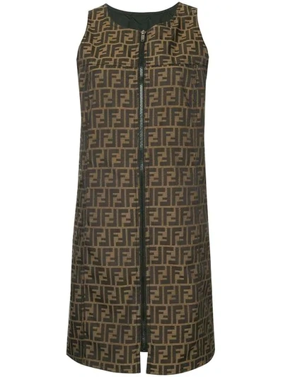 Pre-owned Fendi Zipper Dress In Brown