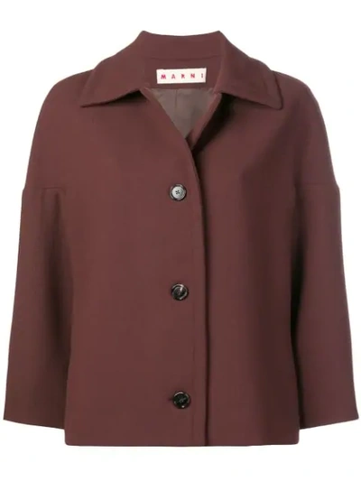 Marni Buttoned Jacket In Brown